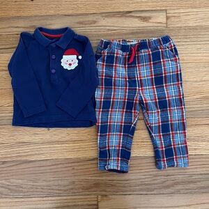 Boden Christmas set 9-12 months Santa Claus